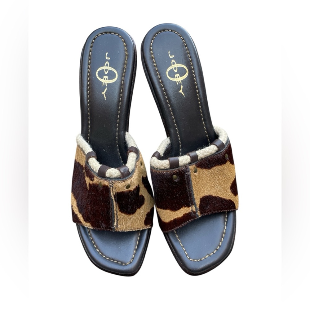 Joey O Elegant Amazon Print Women's Leather Slide Sandals Size 7.5